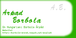 arpad borbola business card